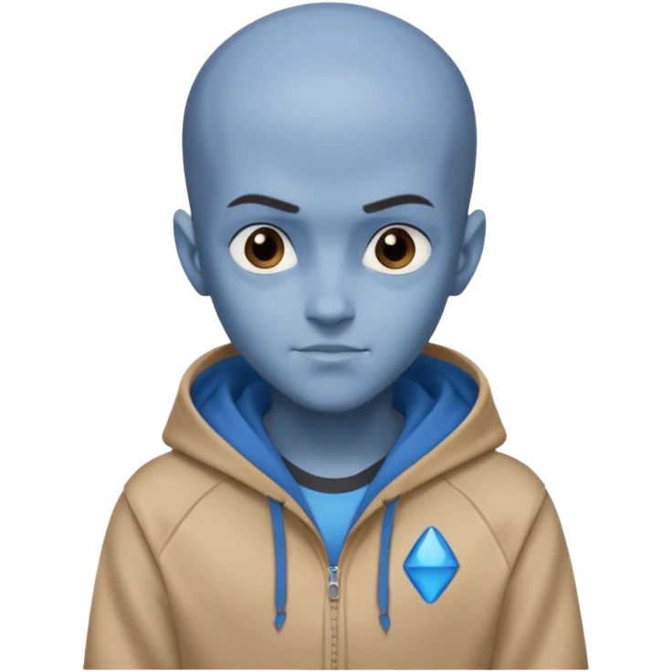 Megamind with a tan hoodie emoji