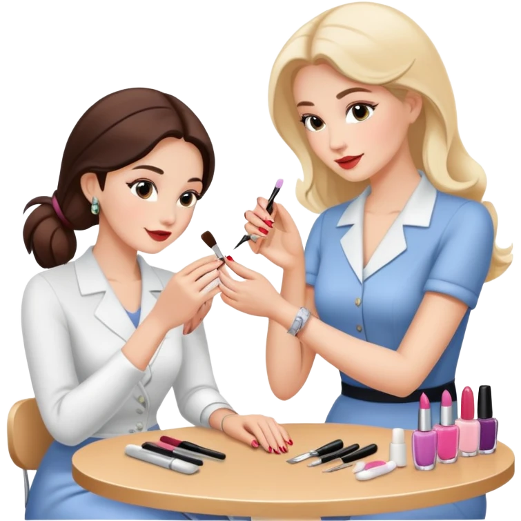 woman doing a manicure to another woman emoji