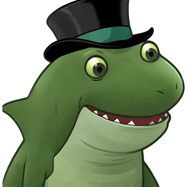 Shark with a top hat emoji