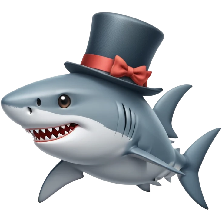 Shark with a top hat emoji