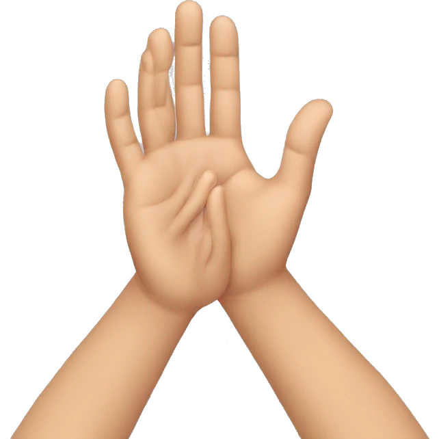 open palm, two hands, side by side prayer emoji with fingers in a grabbing position emoji