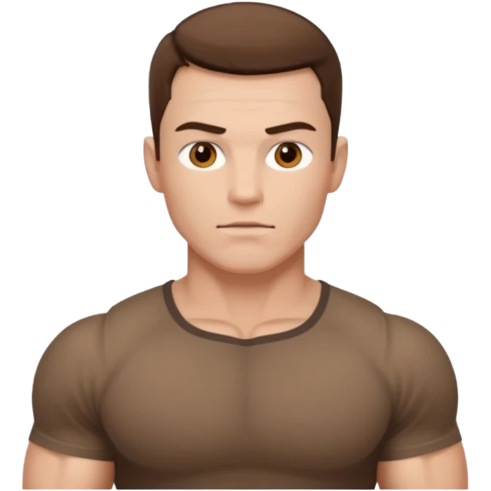 muscular man white skin, wear brown shirt emoji