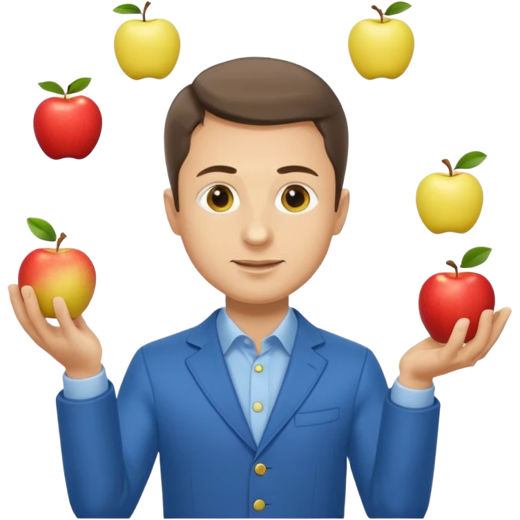 zelensky juggling two apple blue and yellow emoji