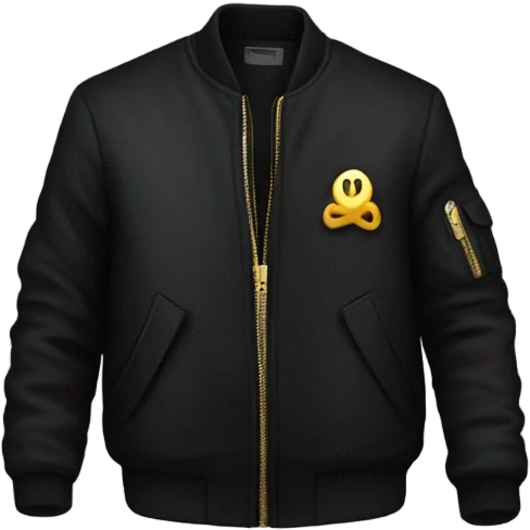 black bomber jacket with gold zipper emoji
