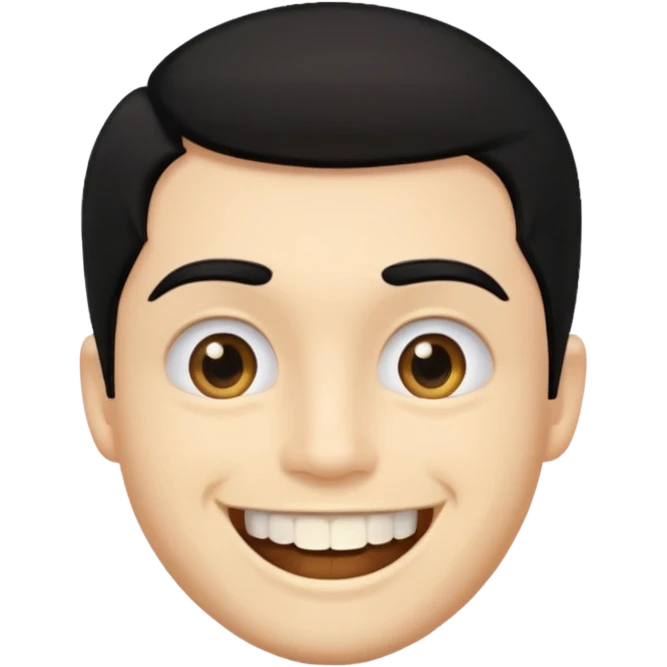Isso agora faca esse emoji masculino com um cabelo preto baixo e um sorriso com um dente de ouro emoji