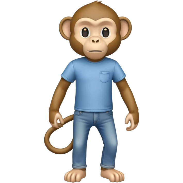 anthropomorphised monkey in jeans and t-shirt walking upright emoji