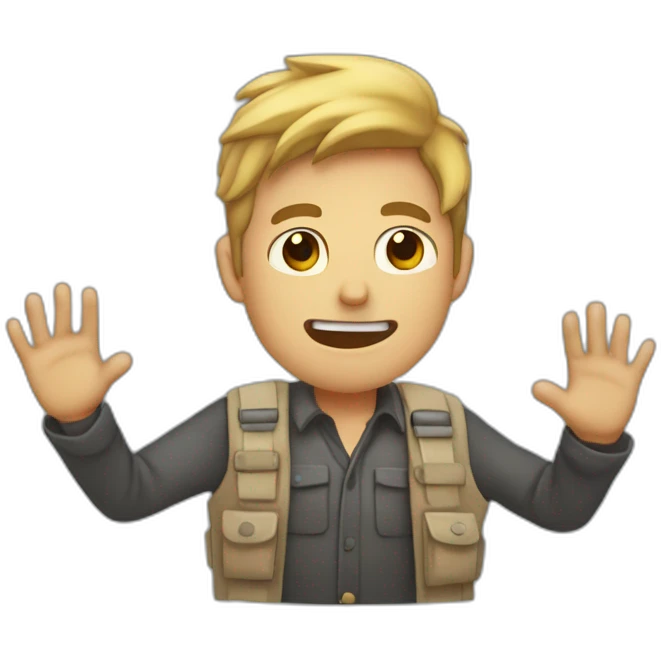 Hombre saludando con la mano hacia arriba emoji