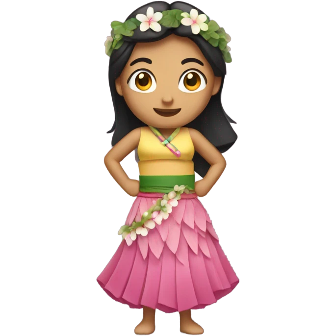 Asian woman in hula skirt emoji