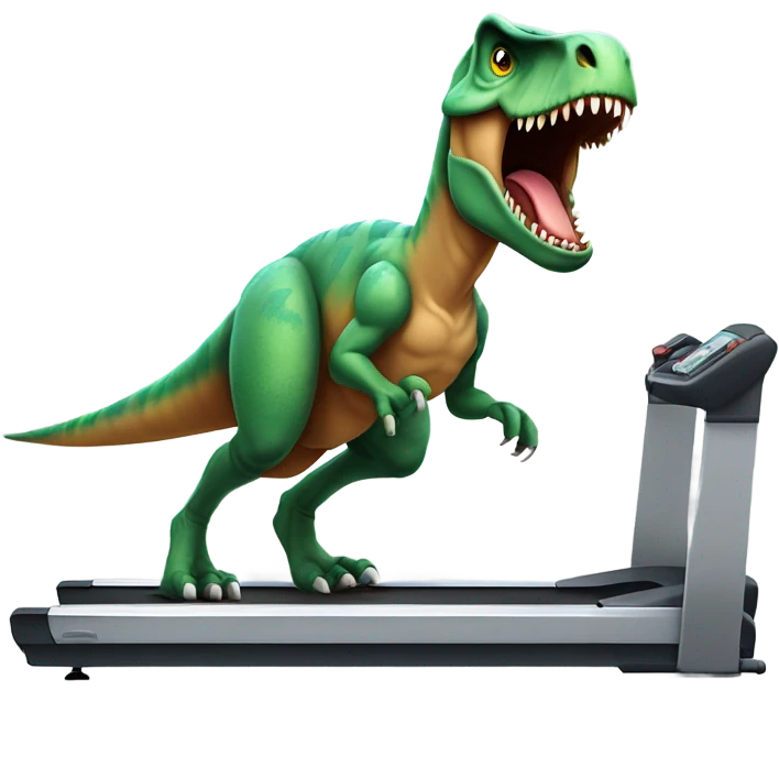 dinosaur runs on a treadmill emoji