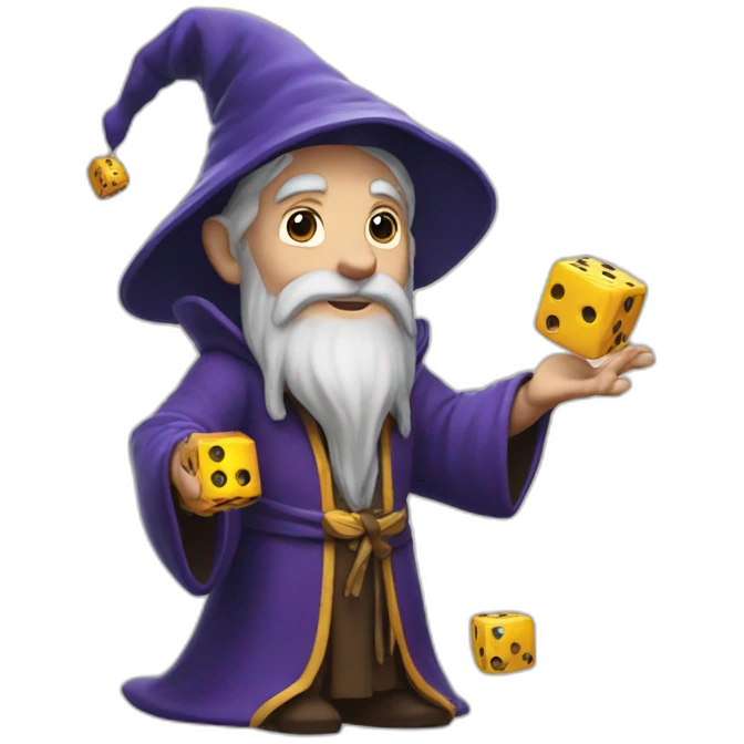 Wizard with dices in his hands emoji