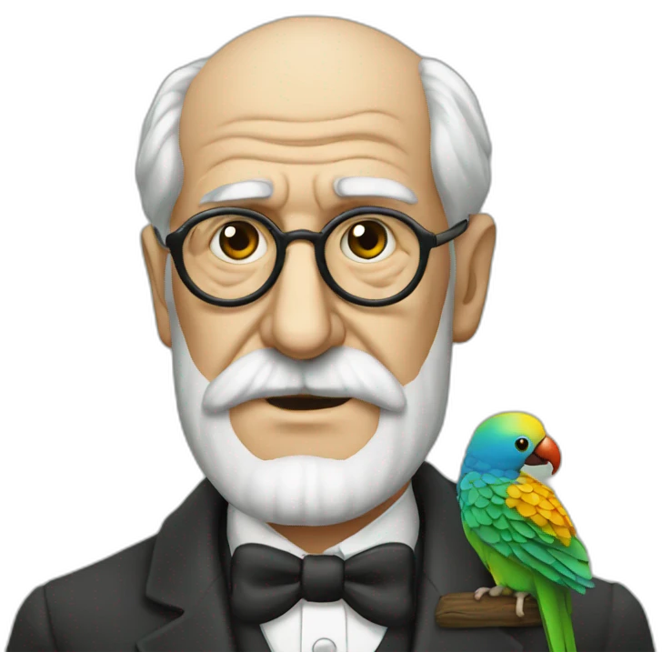 Freud with parrot emoji