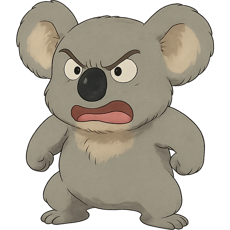 angry koala in ghibli style emoji