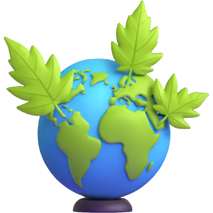 modern 3D eco-friendly logo with leaf and globe emoji
