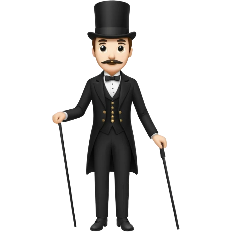 dapper 1800s man with top hat, full body, standing, front view emoji