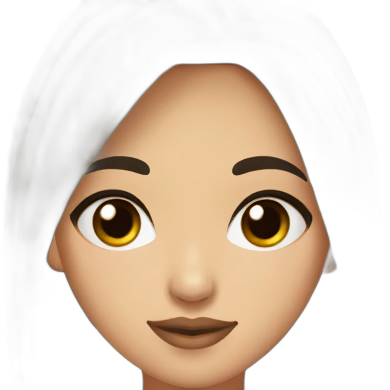 kazakh woman with black double bun hair and eye liner emoji