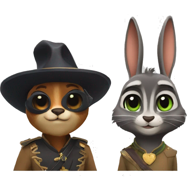 Coneja y zorro de Zootopia. emoji