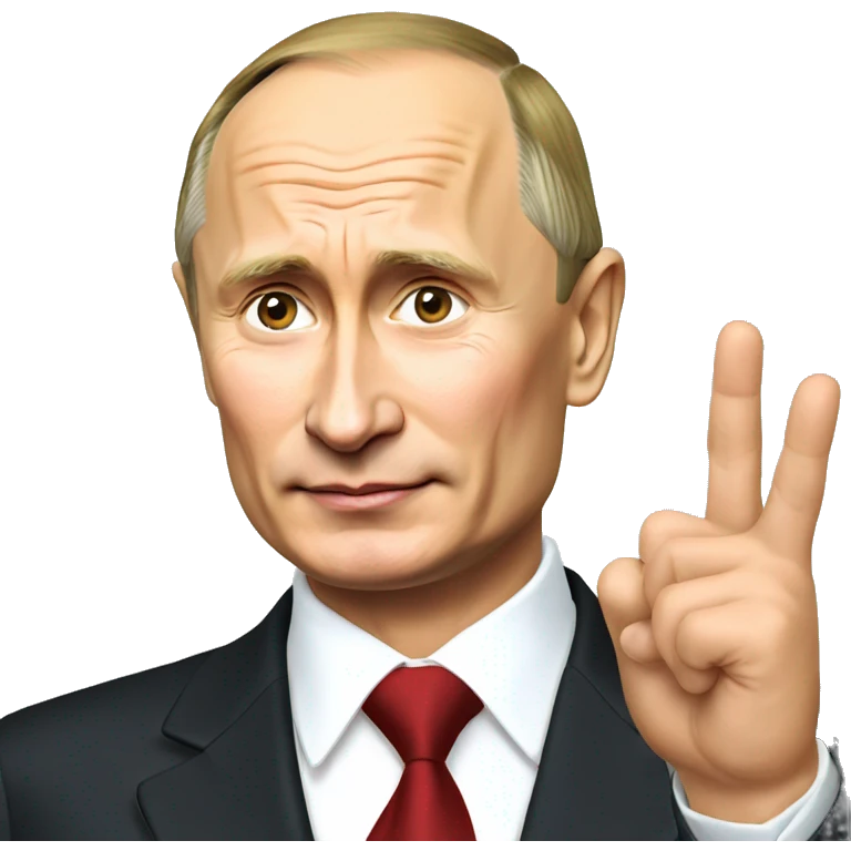 Vladimir putin doing a peace sign emoji