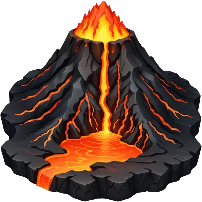 Volcano Planet, lava rivers and erupting peaks.
 emoji