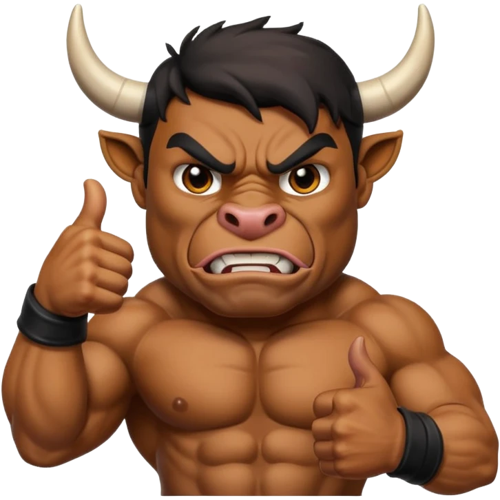 Angry bull emoji showing thumbs up (Like) emoji