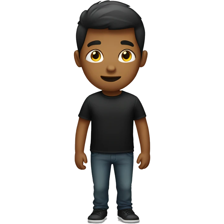 boy in black shirt with no print holding phone  emoji