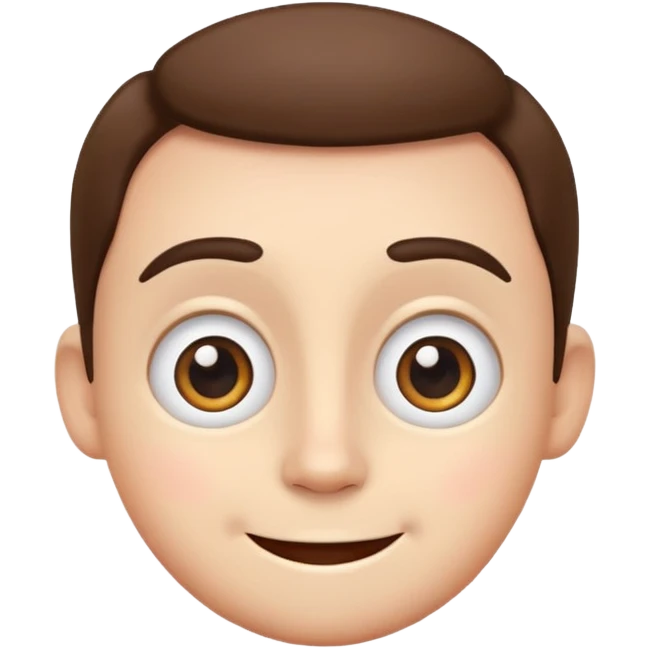 Andy as a cheerful cartoon emoji character, round face, big expressive eyes, friendly smile, simple and colorful emoji