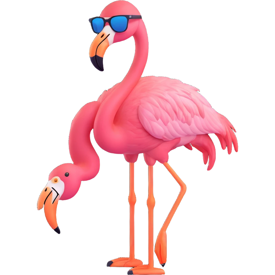 flamingo with sunglasses sitting down emoji