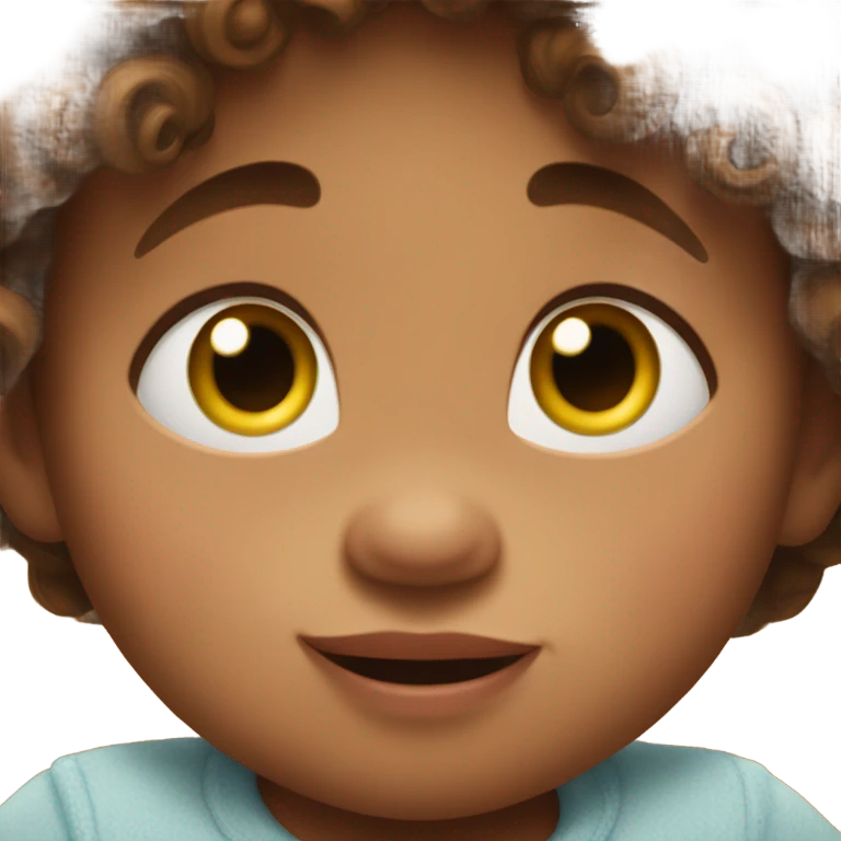 Pixar baby with curly brown hair emoji