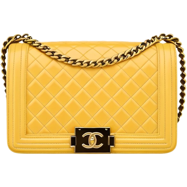 light yellow chanel le boy gold chain bag emoji