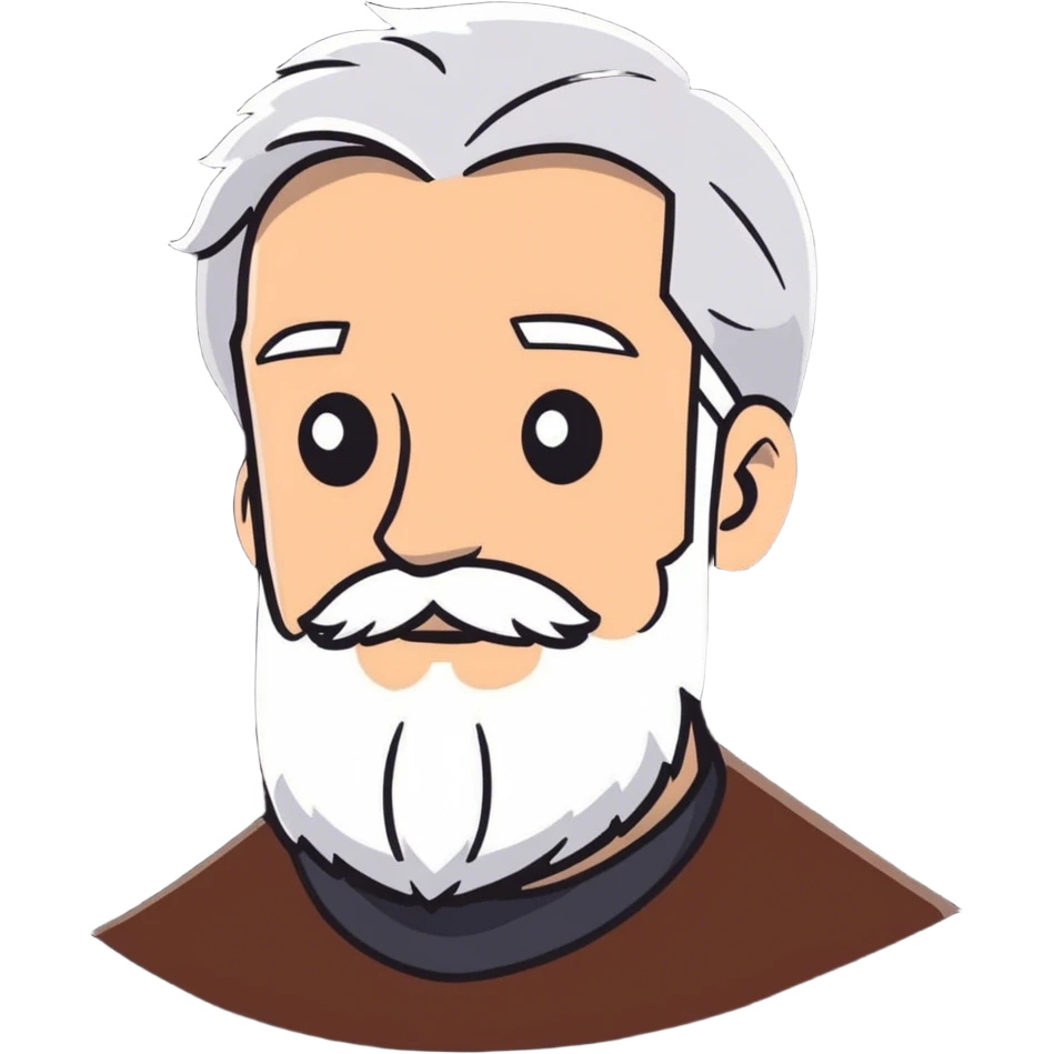 Hombre de pelo blanco con barba marron emoji
