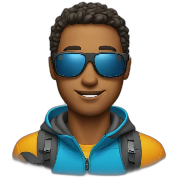 fresh guy with ski-glasses emoji