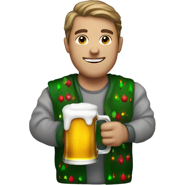 christmassy person holding a beer emoji