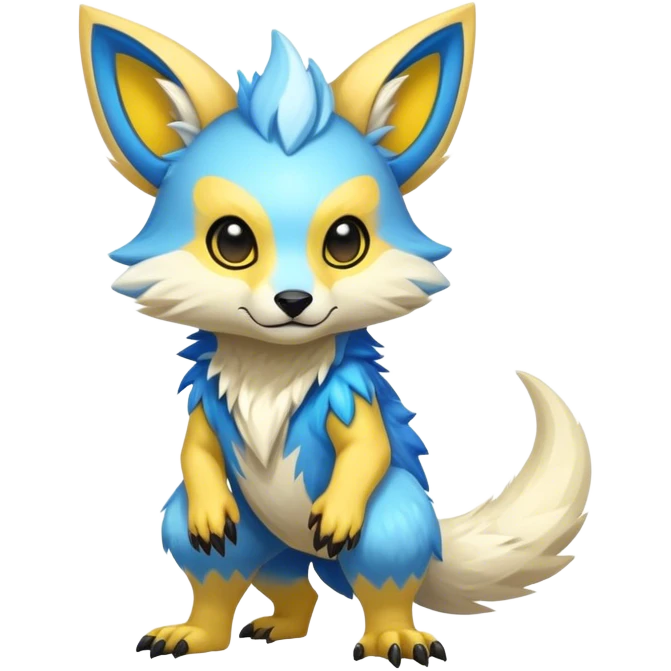 Epic Edgy Cute Colorful Vibrant Light Pale Modern Vernid-Protogen-creature-animal, full body emoji