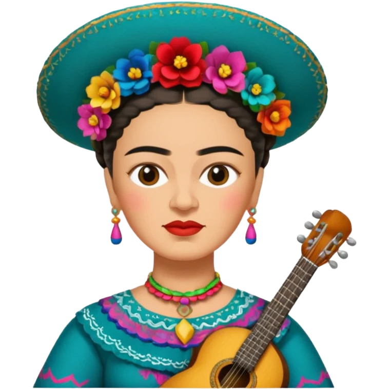 Frida Kahlo with mariachi emoji