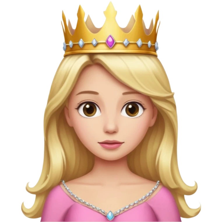 Blonde long hair queen with crown and luxury pink dress emoji