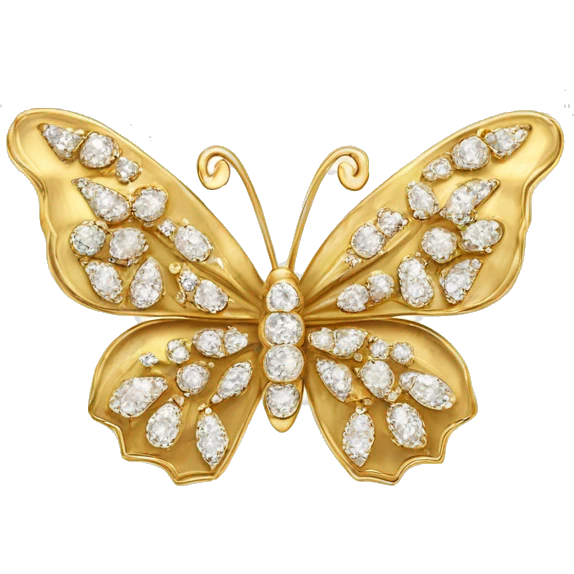 Gold butterfly jewel with heart shaped diamonds emoji