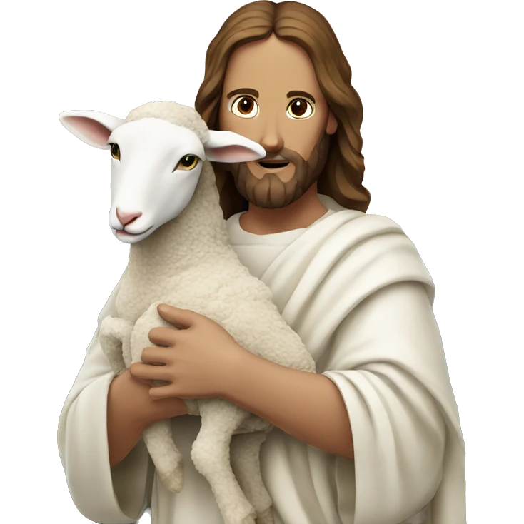 Jesus white face carrying a lamb emoji