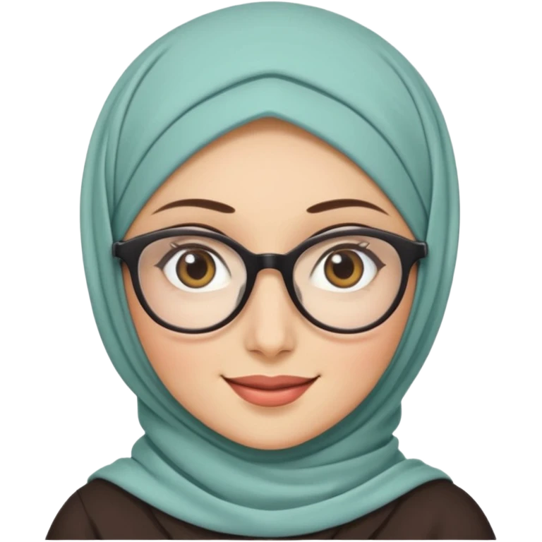 hijabi with fair skin and big glasses she has light eyes emoji