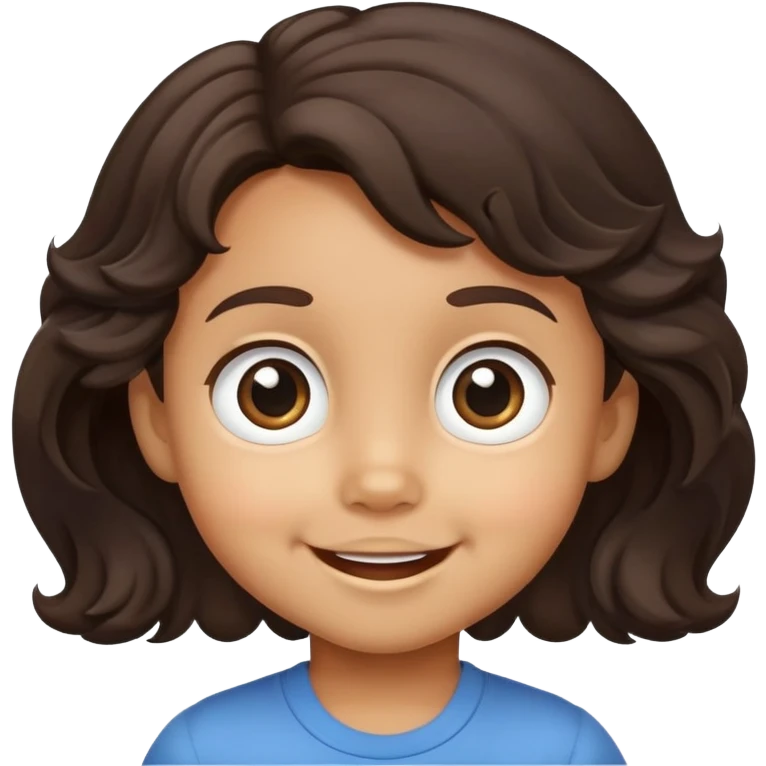 smiling toddler face with big eyes, medium skin tone, and dark wavy hair emoji