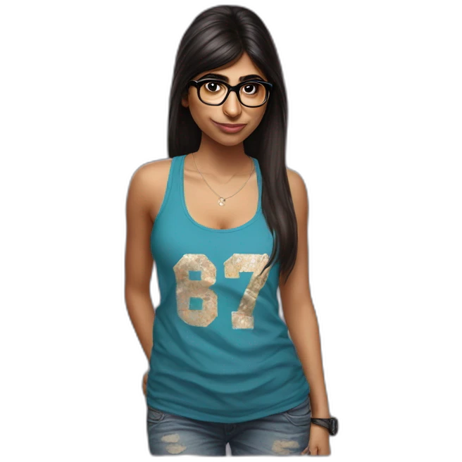 mia khalifa wearing a tank top hyperrealistic emoji
