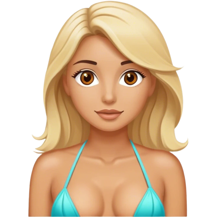 Luxury blonde model, brown eyes, honeymoon beach emoji