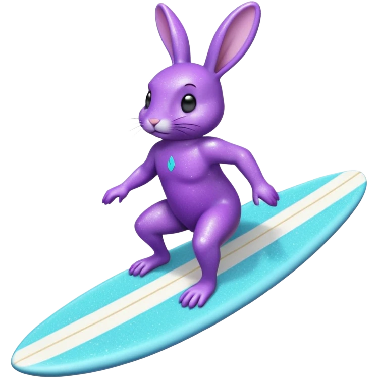 glitter purple cian bunny surf emoji