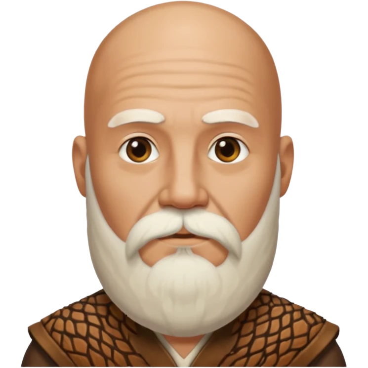 ancient man bold head, animal skin leather emoji