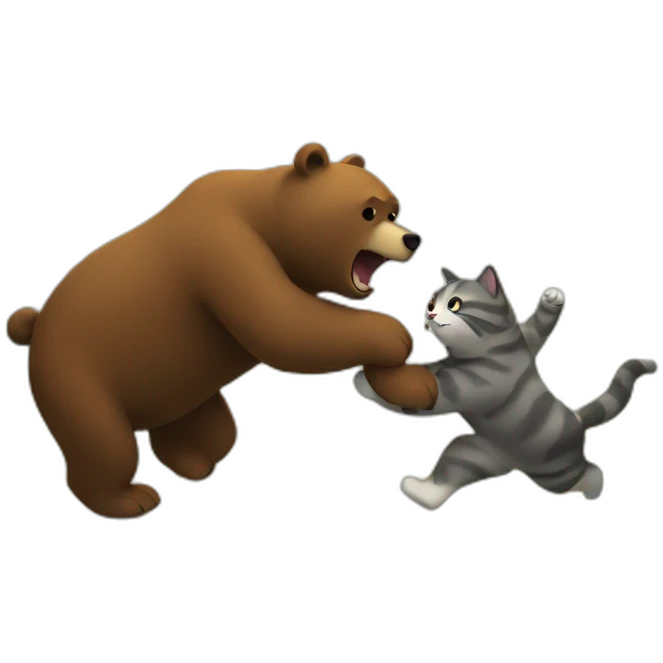 Bear chasing cat emoji