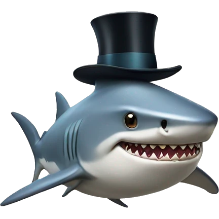 Shark with a top hat emoji