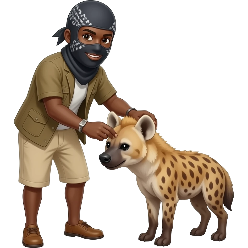 African balaclava man taming a hyena emoji