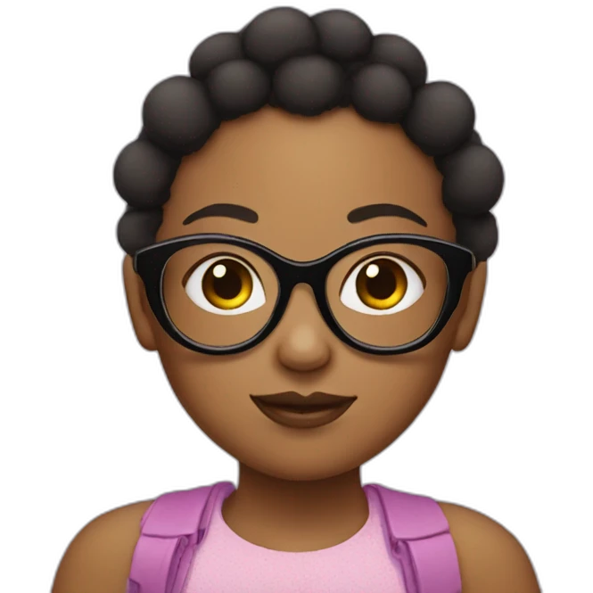 girl with 2 afro puffs with glasses emoji