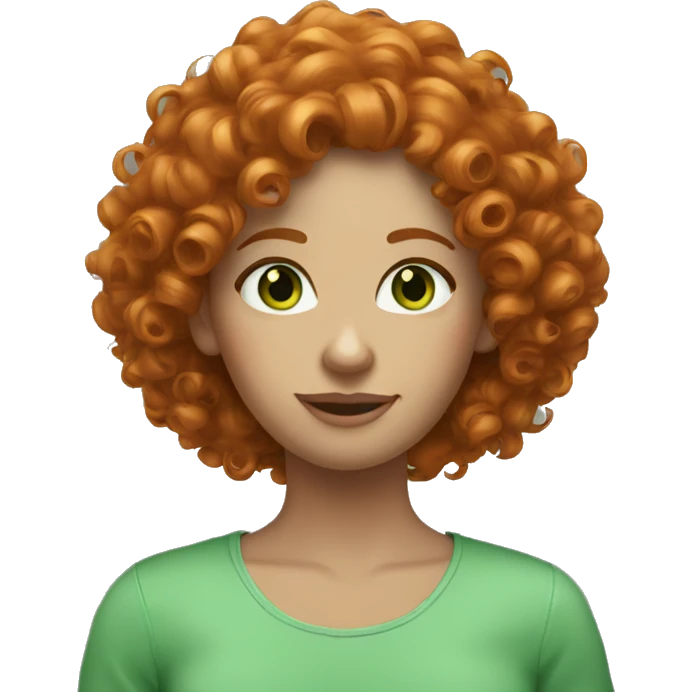 Curly hair ginger women with green eyes  emoji