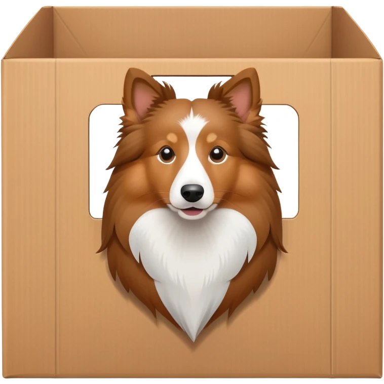Shetland sheepdog in a box emoji