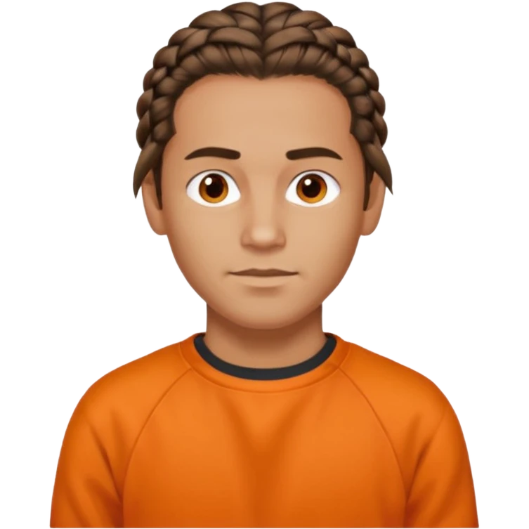 men and, haired, braided, brunet, orange sweatshirt emoji