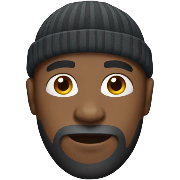 Bald black man with a beard and beanie emoji